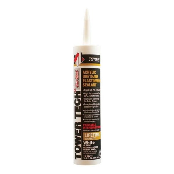 Tower Sealants Tower Sealants 1801026 Tower Tech 2 White Acrylic Urethane Sealant; 10.1 oz - Pack of 12 1801026